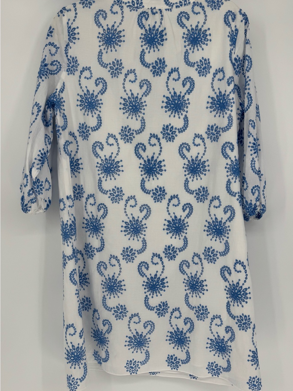 Talbots Women White Dress with Blue Floral Print Size 10P - Picture 3 of 13
